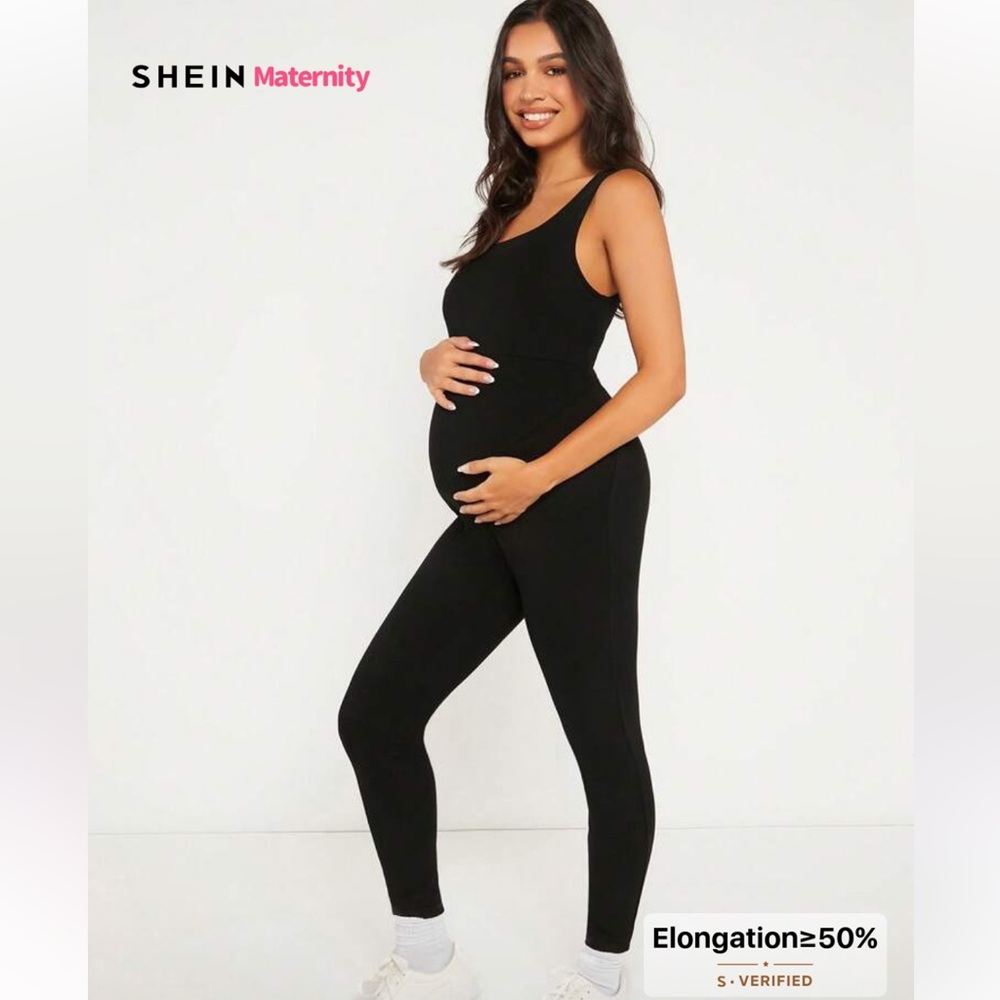 SHEIN Basics Maternity Solid Unitard Jumpsuit